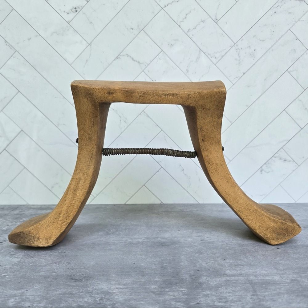 Vintage Hand Carved Wood Neck Rest Stool African Tribal Style Primitive Decor - Picture 2 of 10